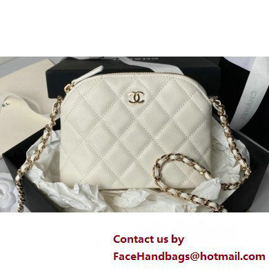 Chanel Grained Calfskin & Gold-Tone Metal Clutch with Chain Bag AP4000 White 2025